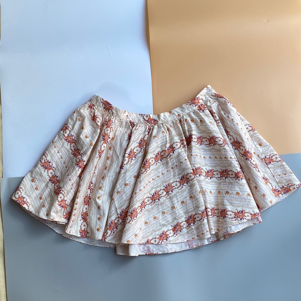 Free People Fall Floral  Mini Skirt - Ivory
